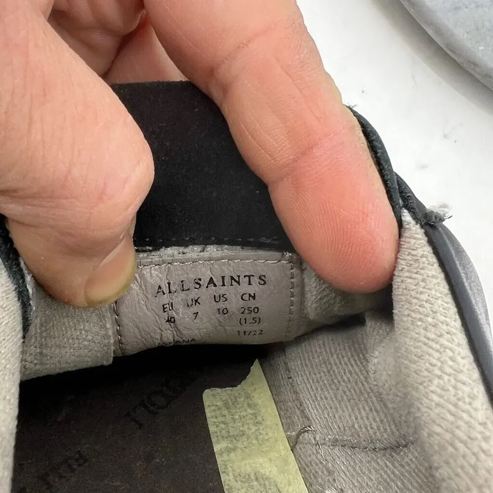 Allsaints Womens 10 Sneaker Black Leather Low Top Shana Trainer *Missing Insoles